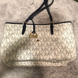 White & Navy Michael Kors tote